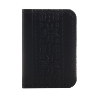 Обкладинка для документів (ID-паспорт)  чорна Вишиванка