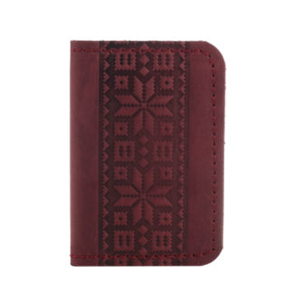 Обкладинка для документів (ID-паспорт)  бордова Вишиванка
