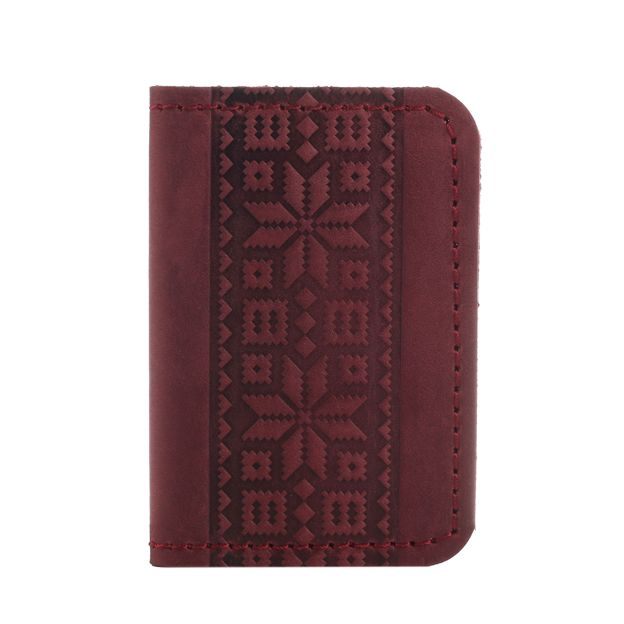 Обкладинка для документів (ID-паспорт) бордова Вишиванка