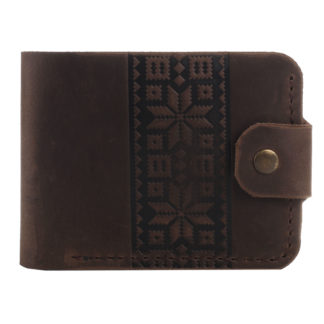 Гаманець коричневий складений Вишиванка