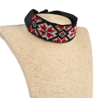 Гердан стрічковий великий Геометрія червоно-чорна