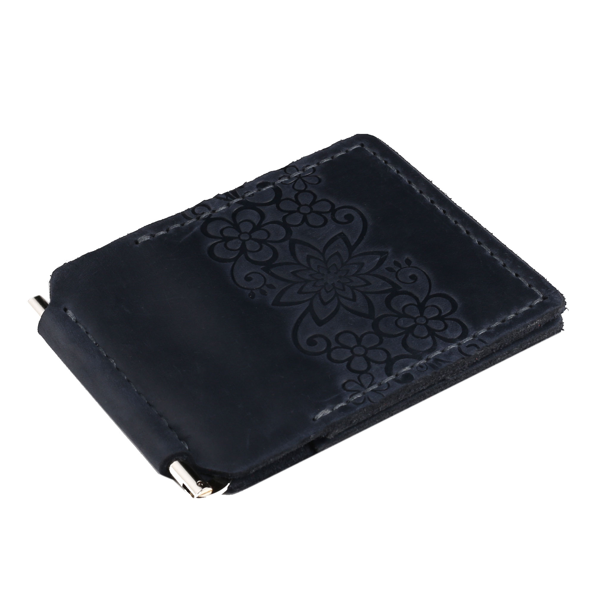 Затискач для купюр синій Квіти