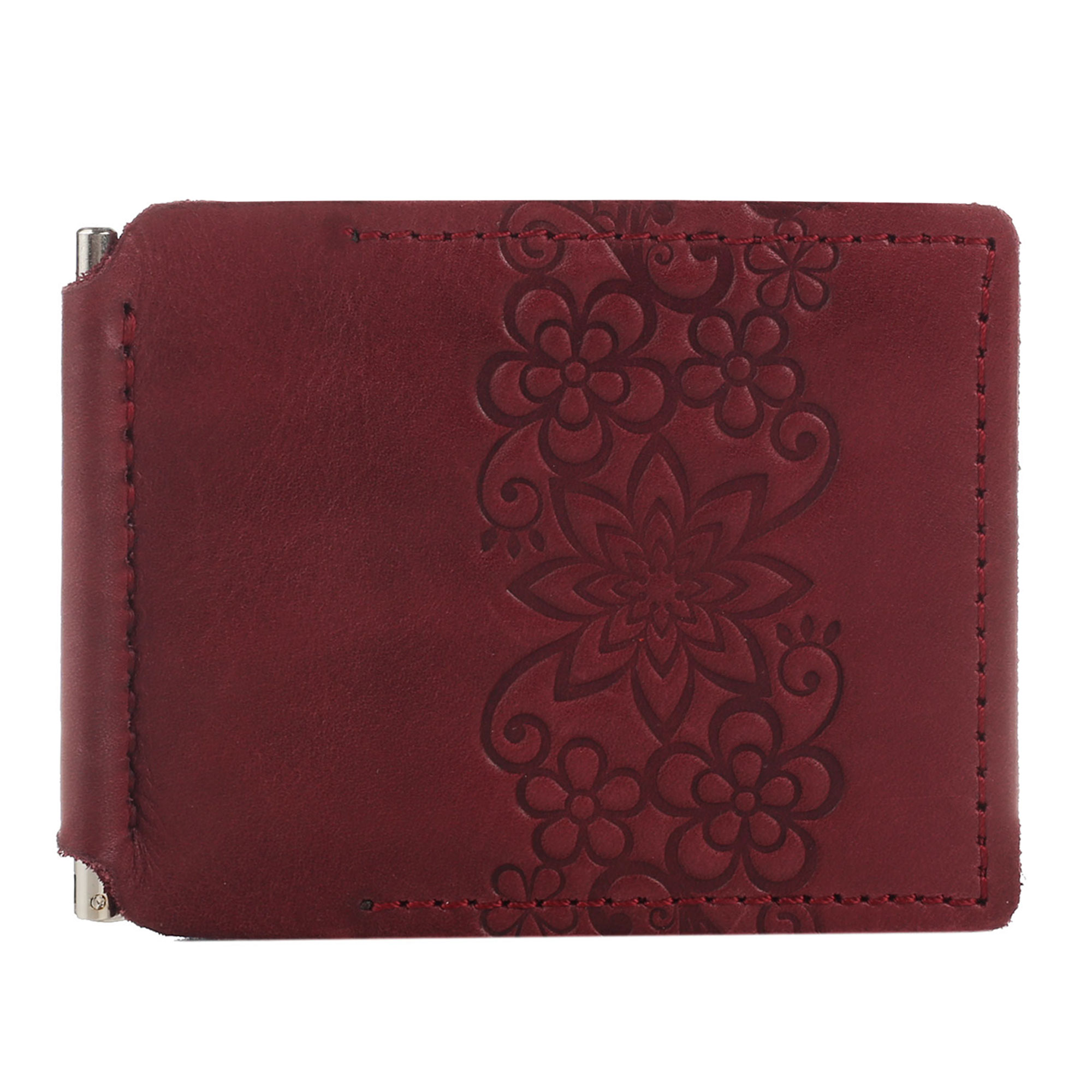 Затискач для купюр бордовий Квіти - Зображення 5