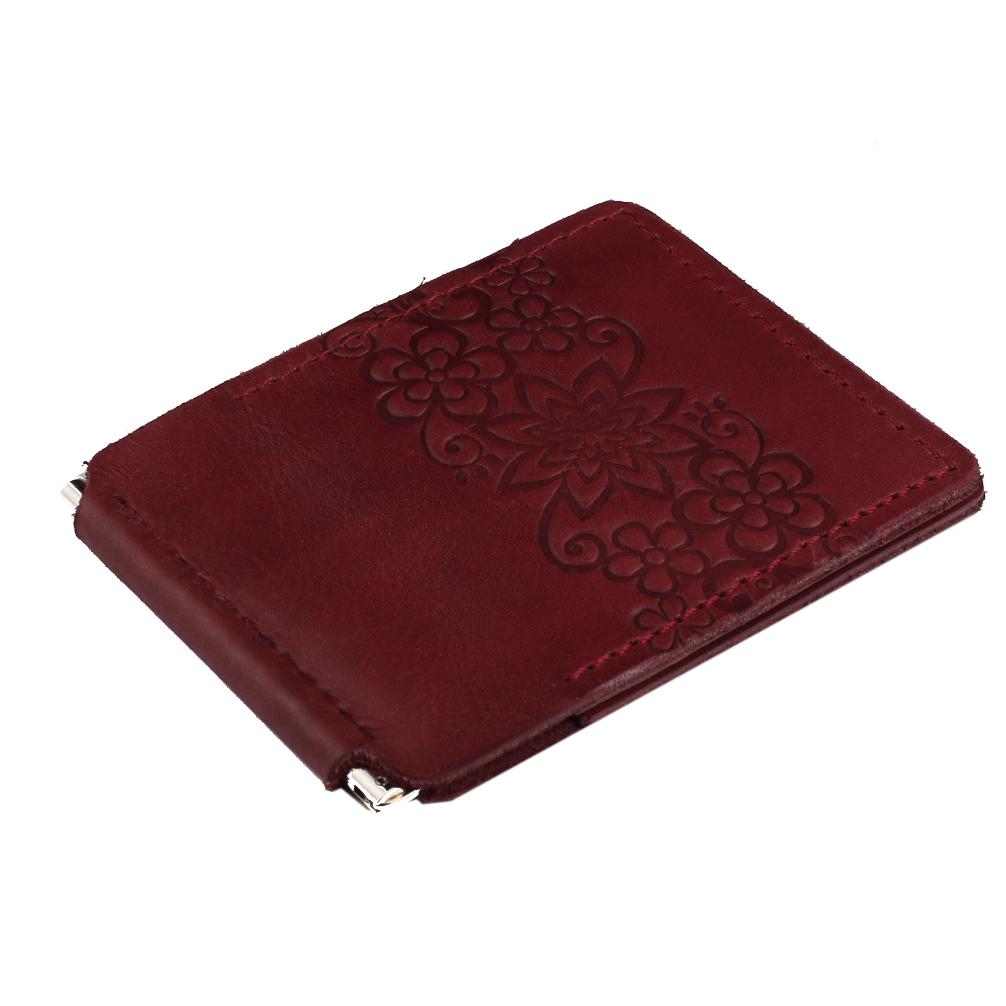 Затискач для купюр бордовий Квіти - Зображення 3
