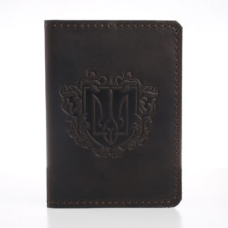 Обкладинка на паспорт коричнева “Герб – орнамент”