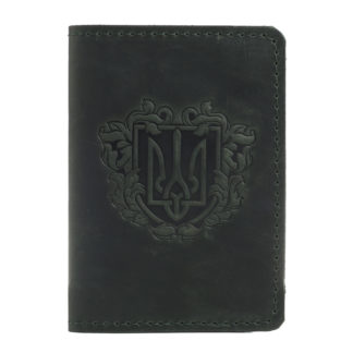 Обкладинка на паспорт зелена "Герб - орнамент"