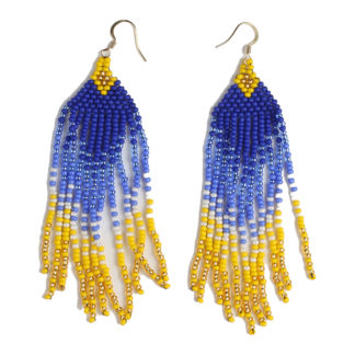 Сережки з бісеру "Синьо-жовті" геометрія