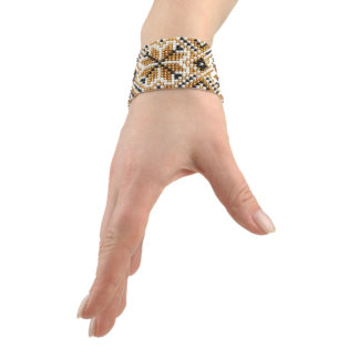 Браслет з бісеру Геометрія біло-золота