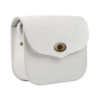 Сумка шкіряна біла "Квітка"