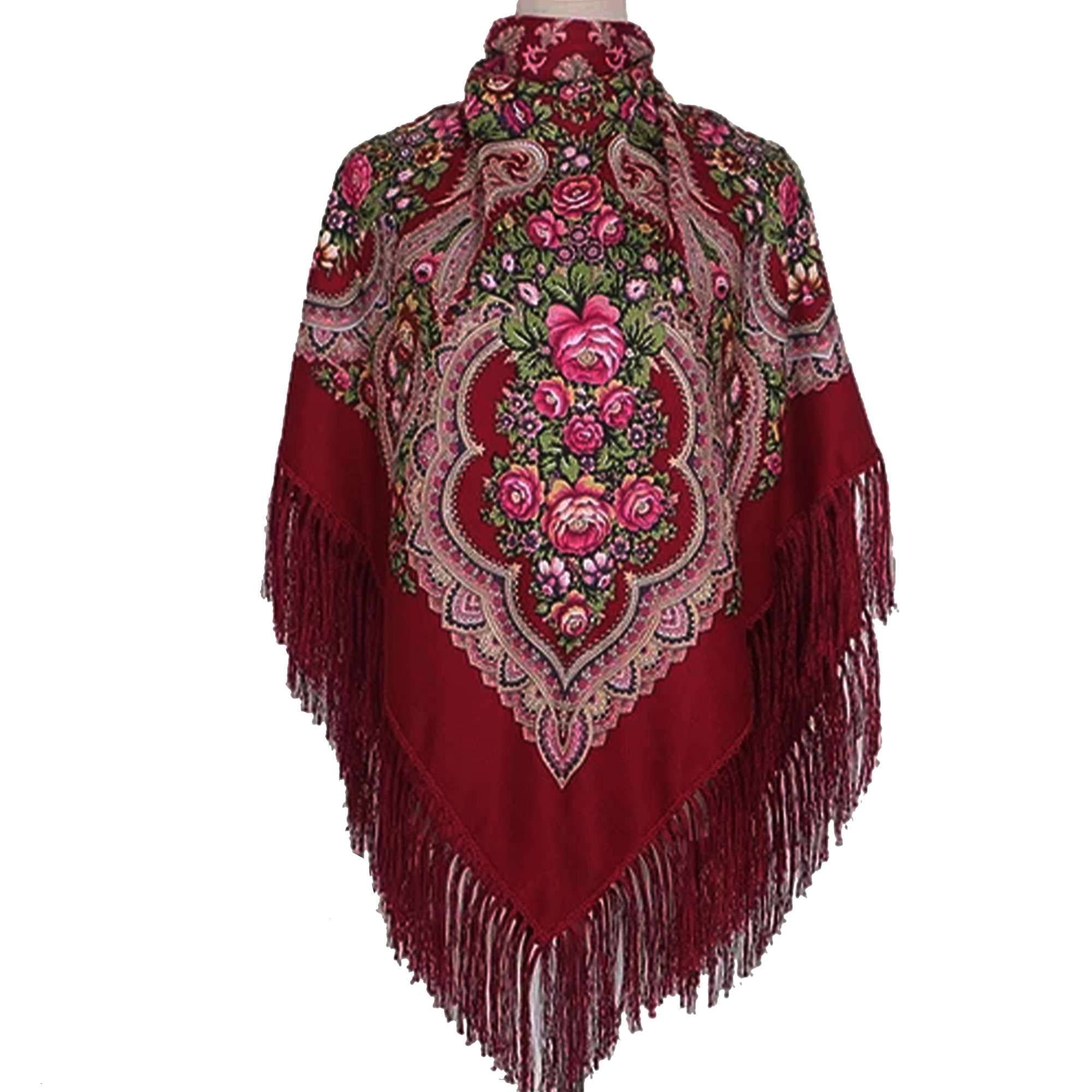 Хустка українська жіноча бордова - Зображення 3