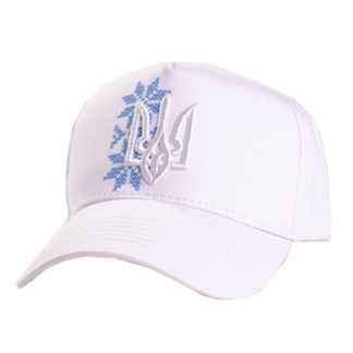 Кепка Тризуб+Орнамент (біло-синя)