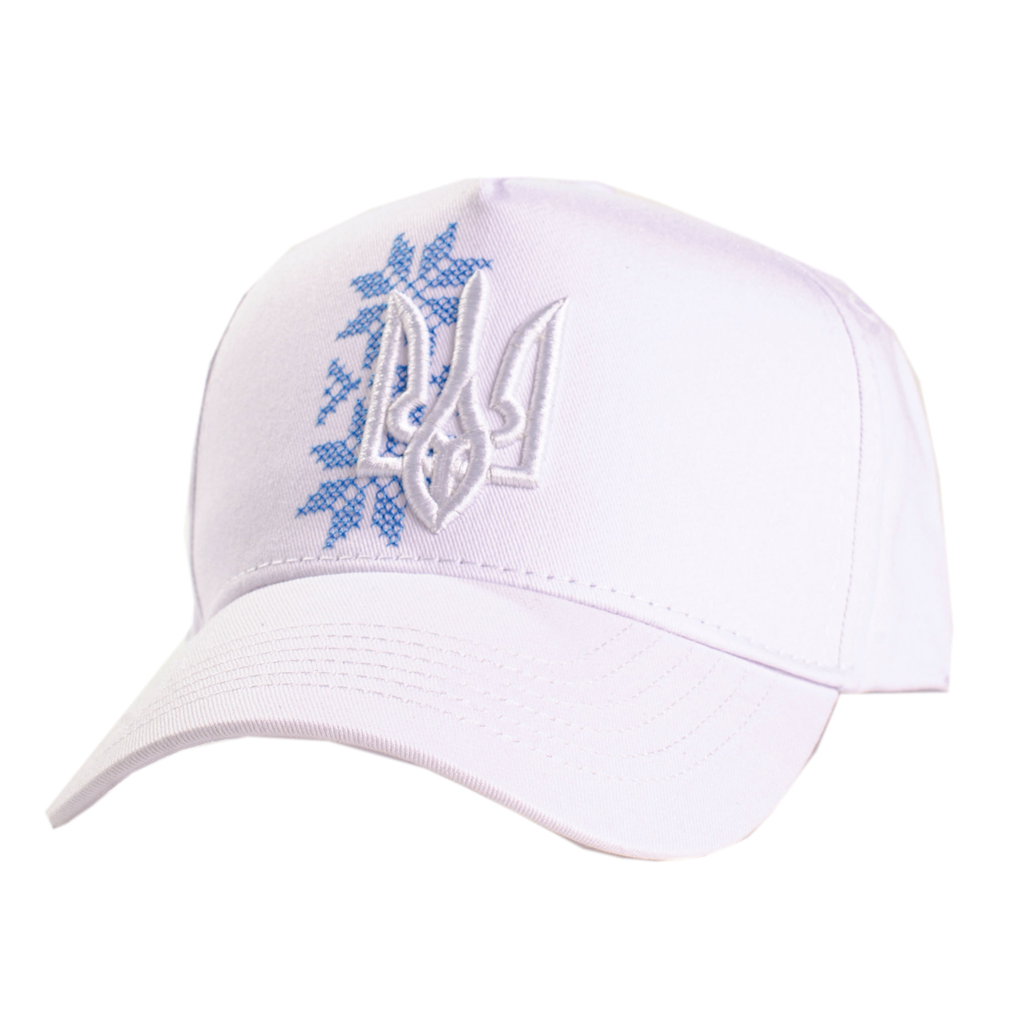 Кепка Тризуб+Орнамент (біло-синя)