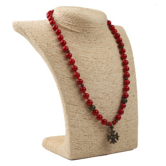 Намисто корал з хрестом