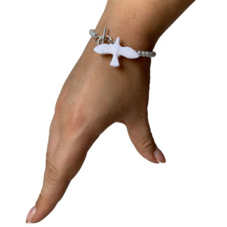 Браслет з перлинками  "Ластівка біла "