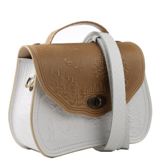 Сумка шкіряна біло-бежева “Ліс”