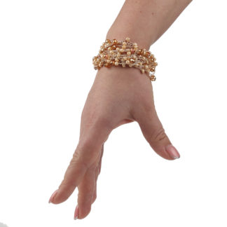 Браслет з бісеру-кришталю бежевий