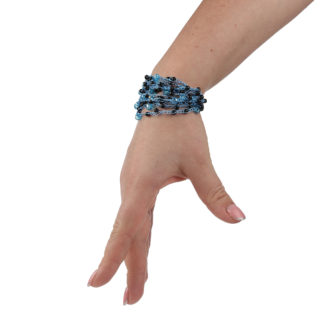 Браслет з бісеру-кришталю синьо-чорний