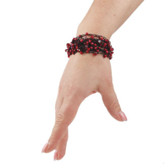Браслет з бісеру-кришталю червоний