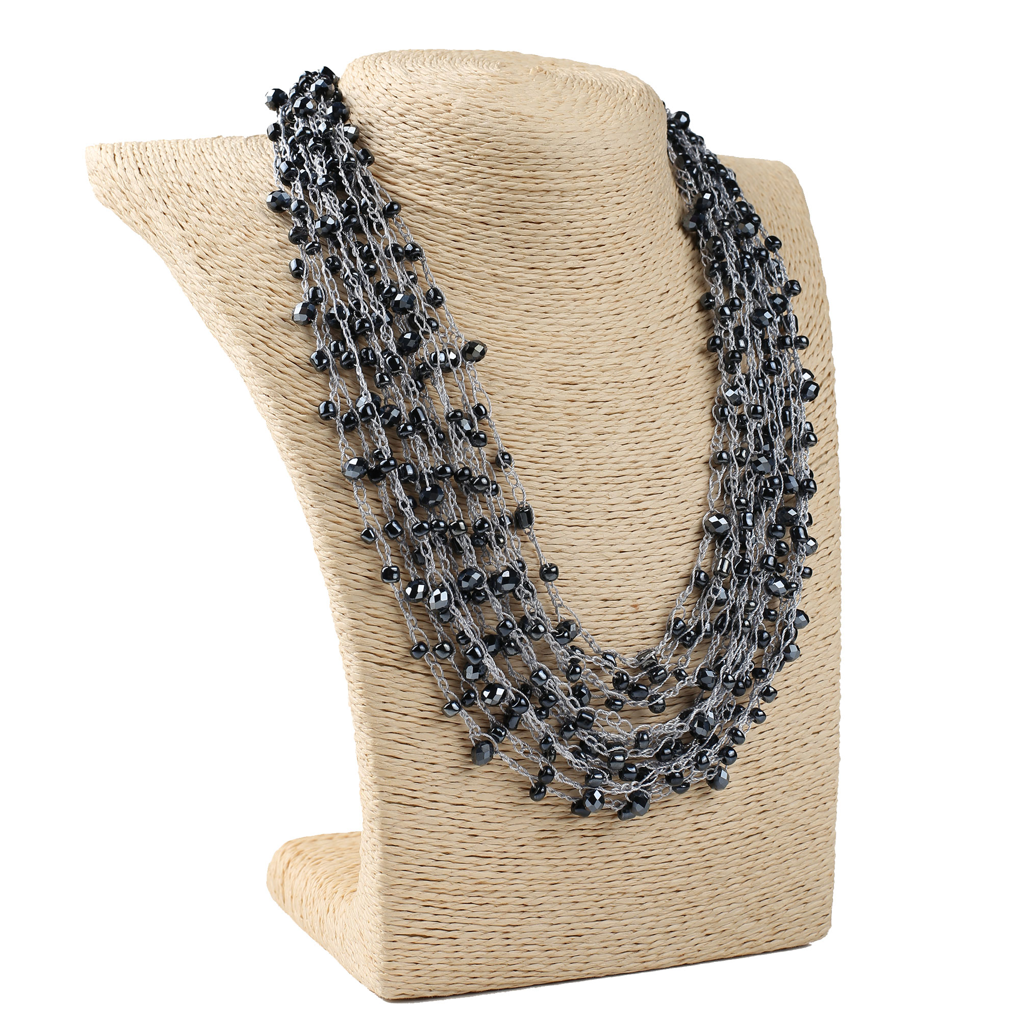 Кольє з бісеру-кришталю, графіт