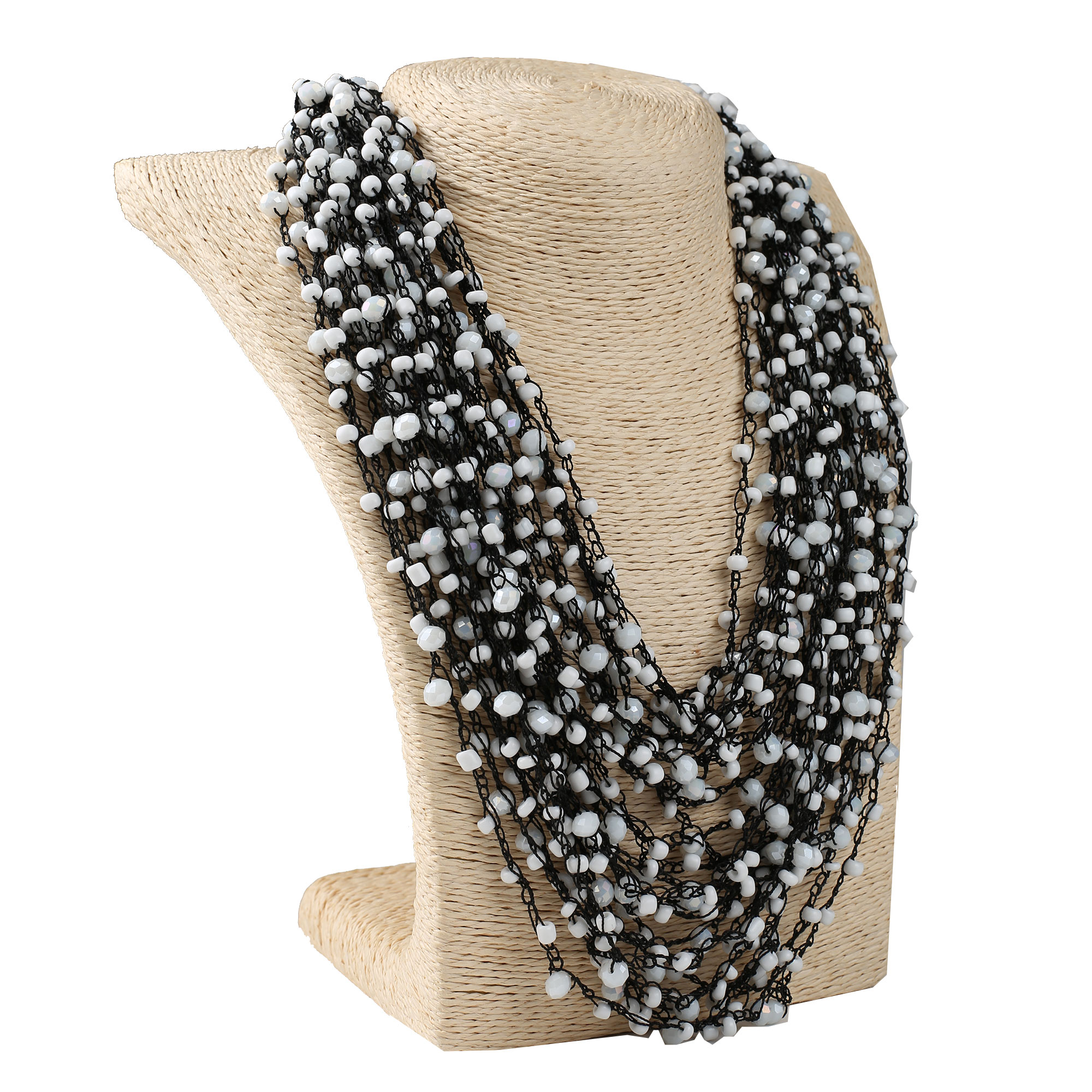 Кольє подвійне, біло-чорне